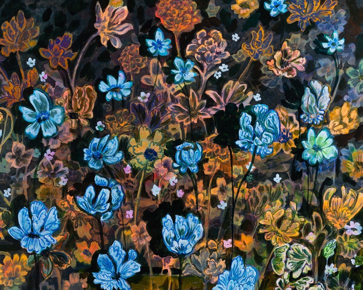 'Flowers Dressed in Blue...' Original Floral Painting by Wylie Garcia Available at Soapbox Arts Gallery in Burlington, Vermont