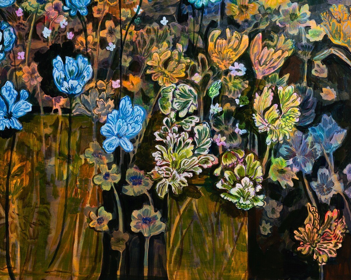 'Flowers Dressed in Blue...' Original Floral Painting by Wylie Garcia Available at Soapbox Arts Gallery in Burlington, Vermont