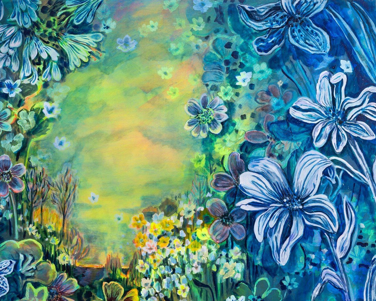 'In Dream Land...' Original Floral Painting by Wylie Garcia Available at Soapbox Arts Gallery in Burlington, Vermont
