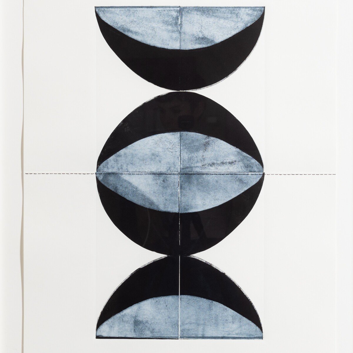 original mono prints in black and white ink with hand-stitching on paper by Elise Whittemore for Soapbox Arts Gallery in Burlington, Vermont