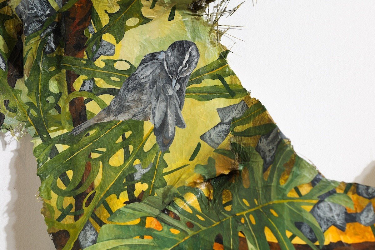 "22°24'00.3"N 114°12'17.2"E" Original Watercolor Painting on fiberglass & resin surface by Nissa Kauppila @ Soapbox Arts Gallery in Burlington, Vermont
