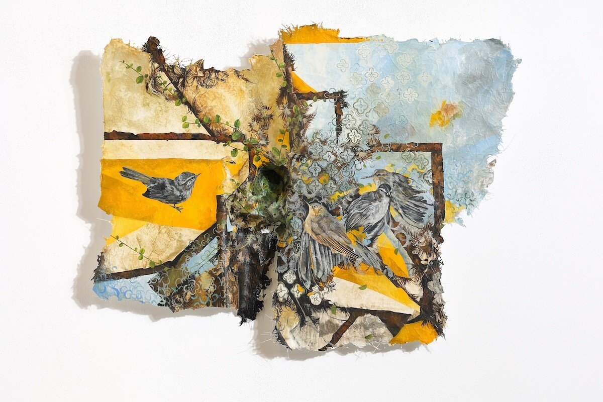 "22°15'46.6"N 114°00'06.5"E" Original Watercolor Painting on fiberglass & resin surface by Nissa Kauppila @ Soapbox Arts Gallery in Burlington, Vermont