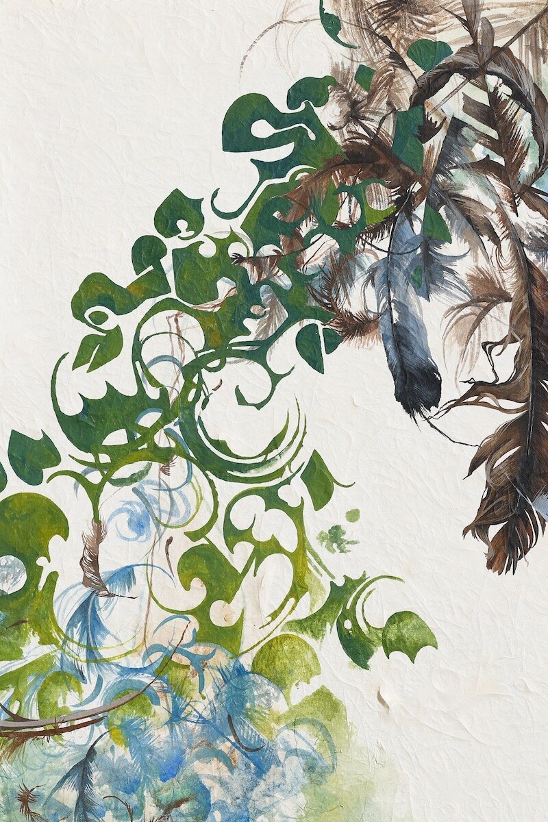 "44°18'12.4"N 73°13'36.4"W" Original Watercolor Painting on fiberglass & resin surface by Nissa Kauppila @ Soapbox Arts Gallery in Burlington, Vermont