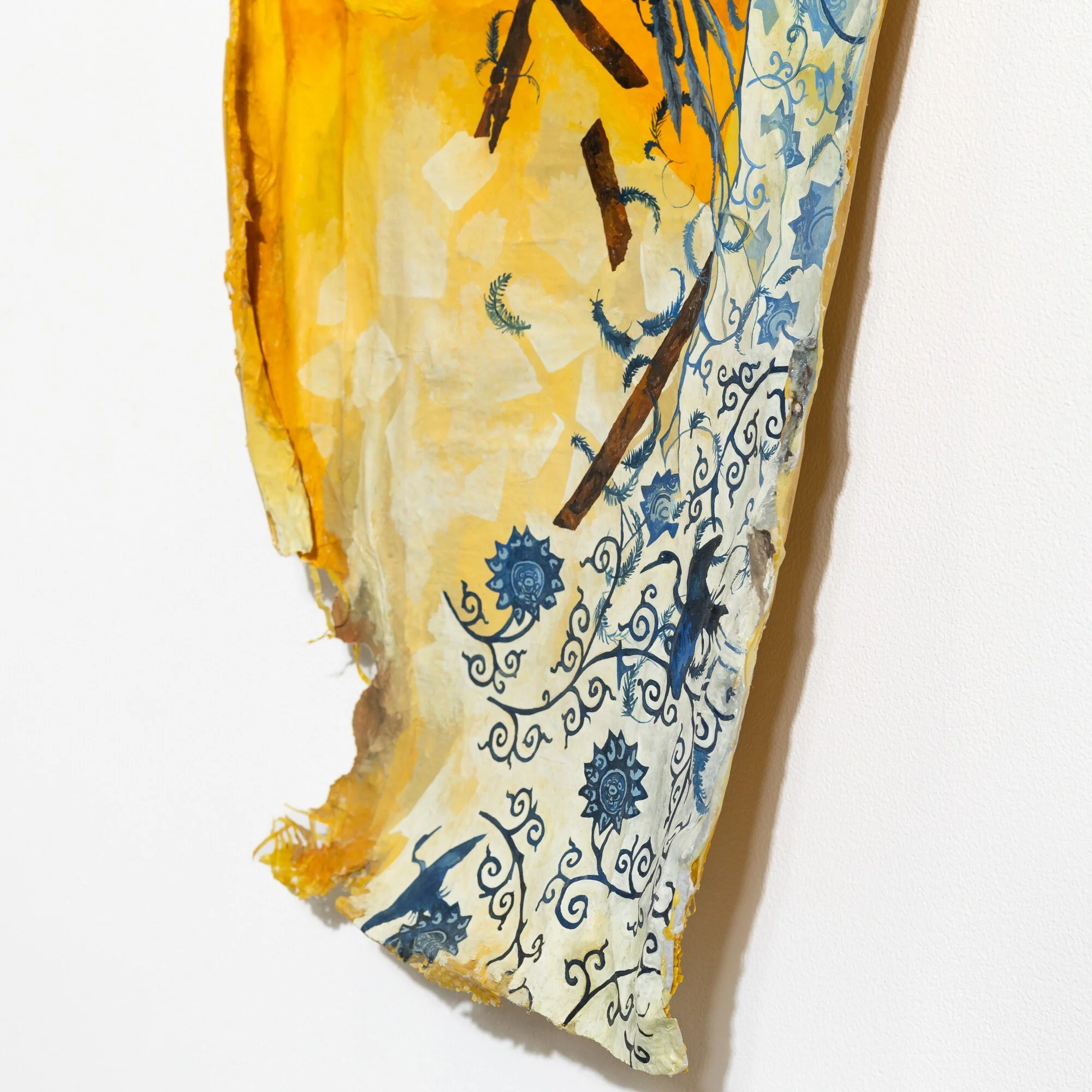 "22°15'48.1"N 114°00'06.6"E" Original Watercolor Painting on fiberglass & resin surface by Nissa Kauppila @ Soapbox Arts Gallery in Burlington, Vermont
