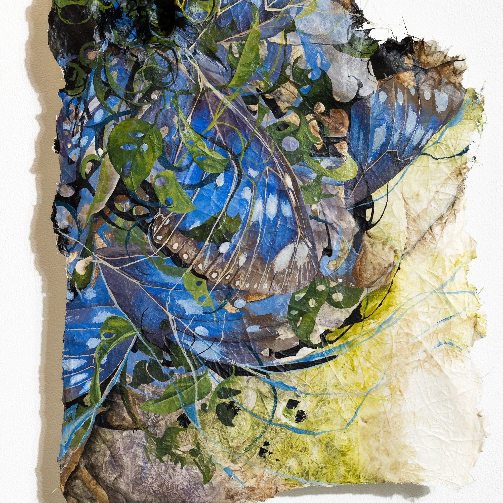 "22°24'29.3"N 114°20'38.4"E" Original Watercolor Painting on fiberglass & resin surface by Nissa Kauppila @ Soapbox Arts Gallery in Burlington, Vermont