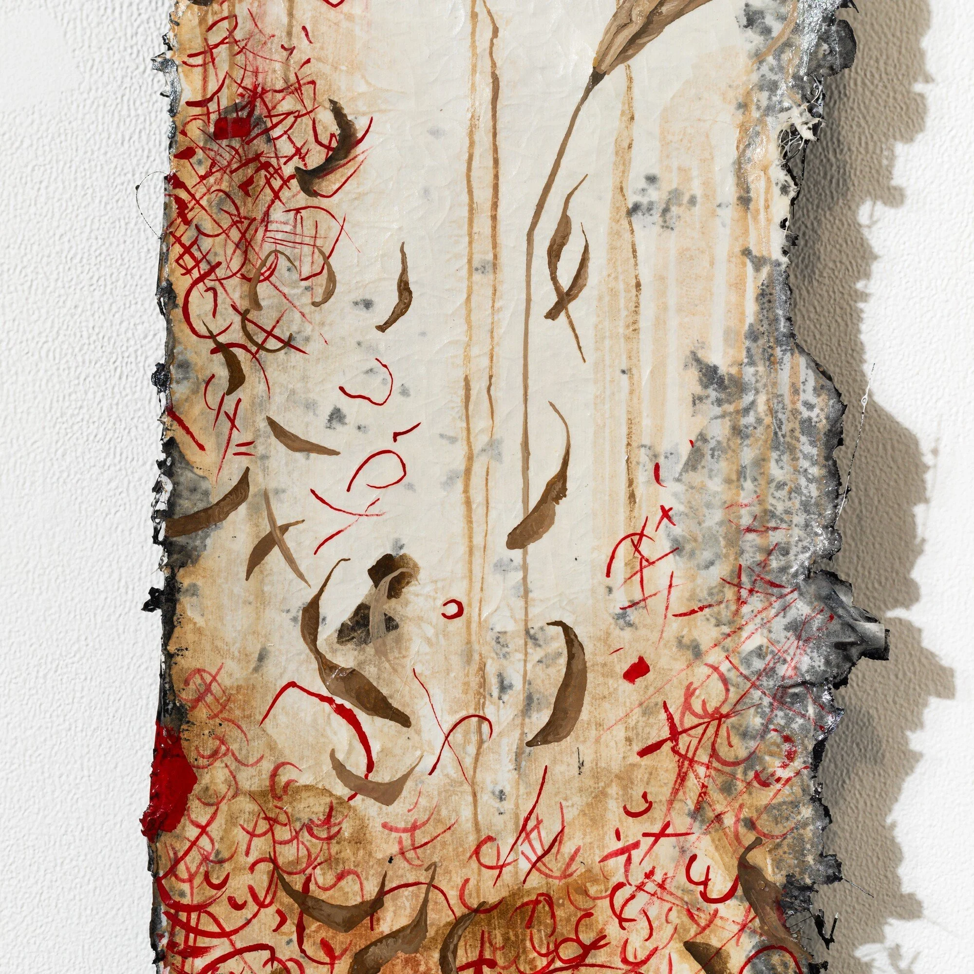 "44°14'51.3"N 73°08'29.1"W" Original Watercolor Painting on fiberglass & resin surface by Nissa Kauppila @ Soapbox Arts Gallery in Burlington, Vermont