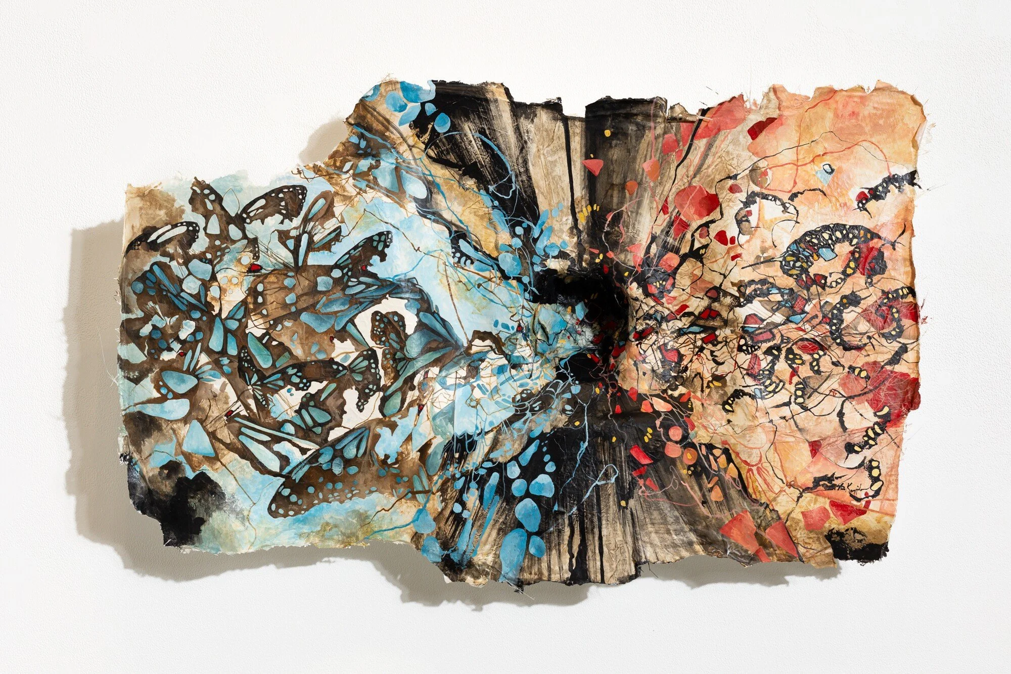 "22°23'50.9"N 114°19'10.3"E" Original Watercolor Painting on fiberglass & resin surface by Nissa Kauppila @ Soapbox Arts Gallery in Burlington, Vermont