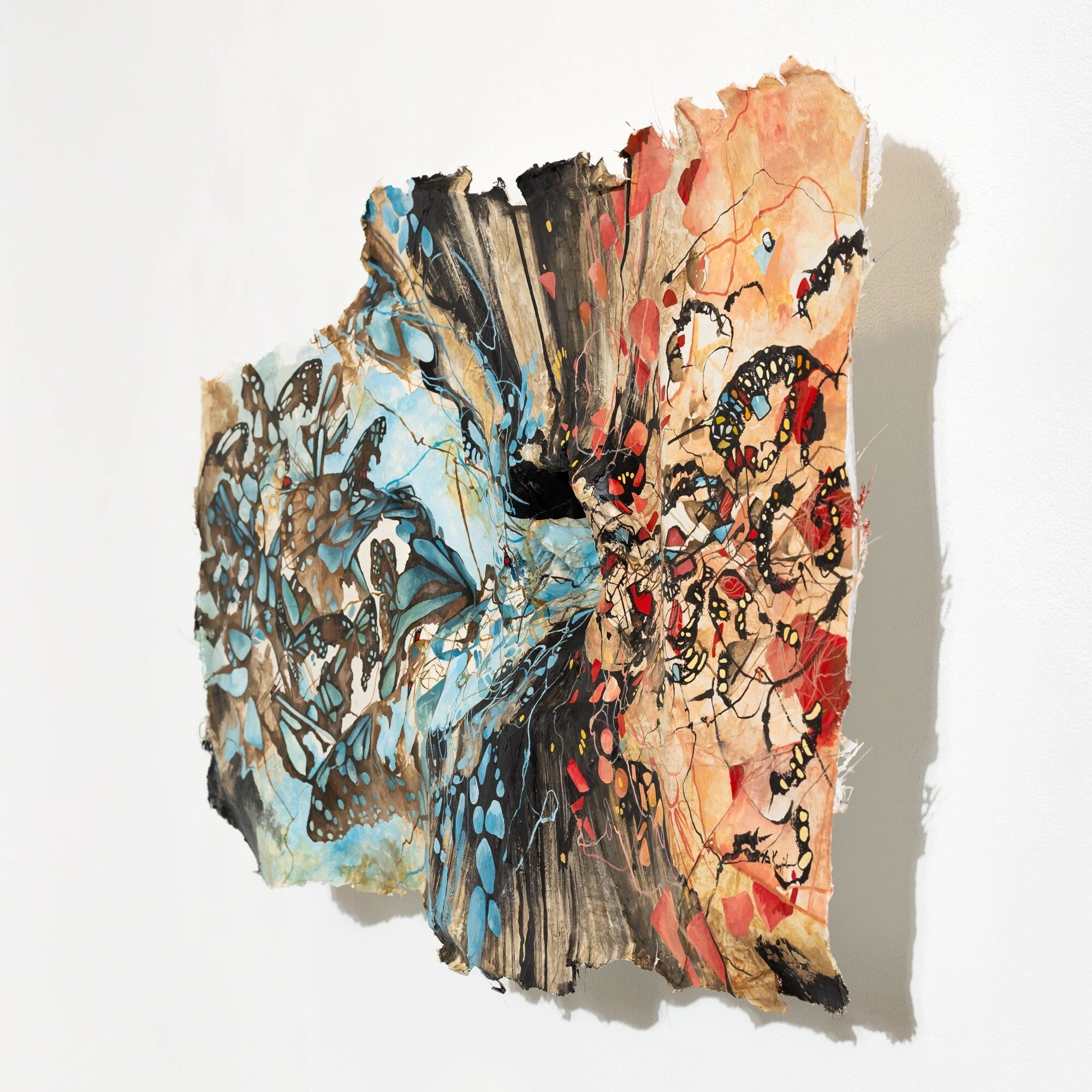 "22°23'50.9"N 114°19'10.3"E" Original Watercolor Painting on fiberglass & resin surface by Nissa Kauppila @ Soapbox Arts Gallery in Burlington, Vermont
