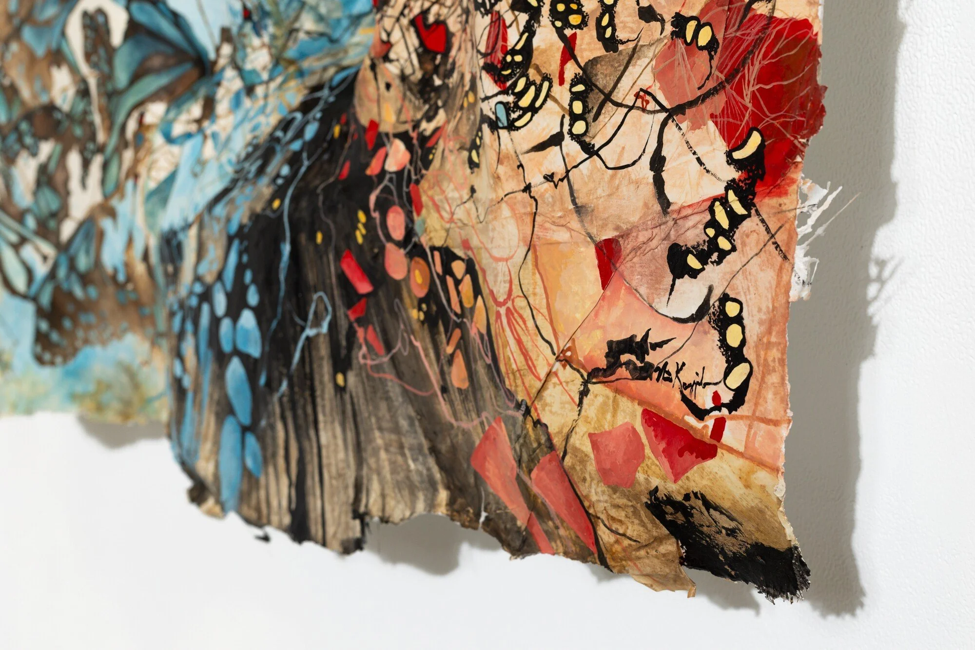 "22°23'50.9"N 114°19'10.3"E" Original Watercolor Painting on fiberglass & resin surface by Nissa Kauppila @ Soapbox Arts Gallery in Burlington, Vermont