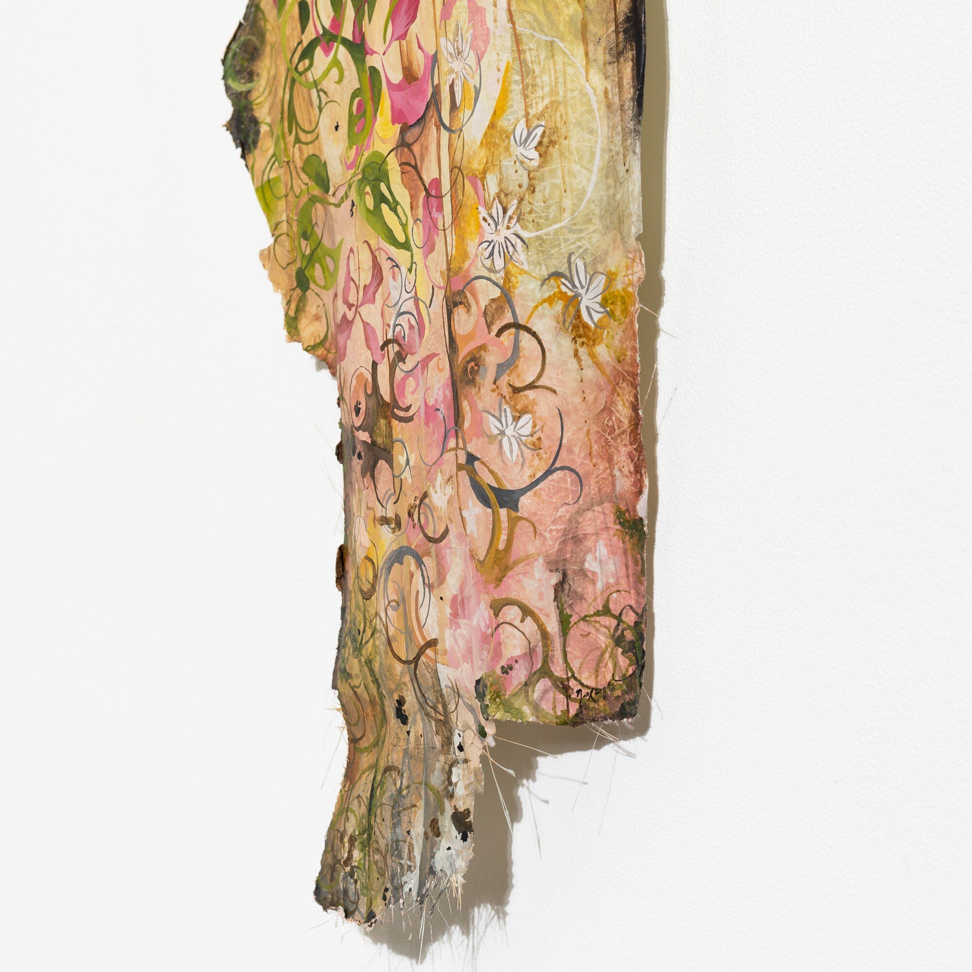 "22°17'19.2"N 113°58'51.1"E" Original Watercolor Painting on fiberglass & resin surface by Nissa Kauppila @ Soapbox Arts Gallery in Burlington, Vermont