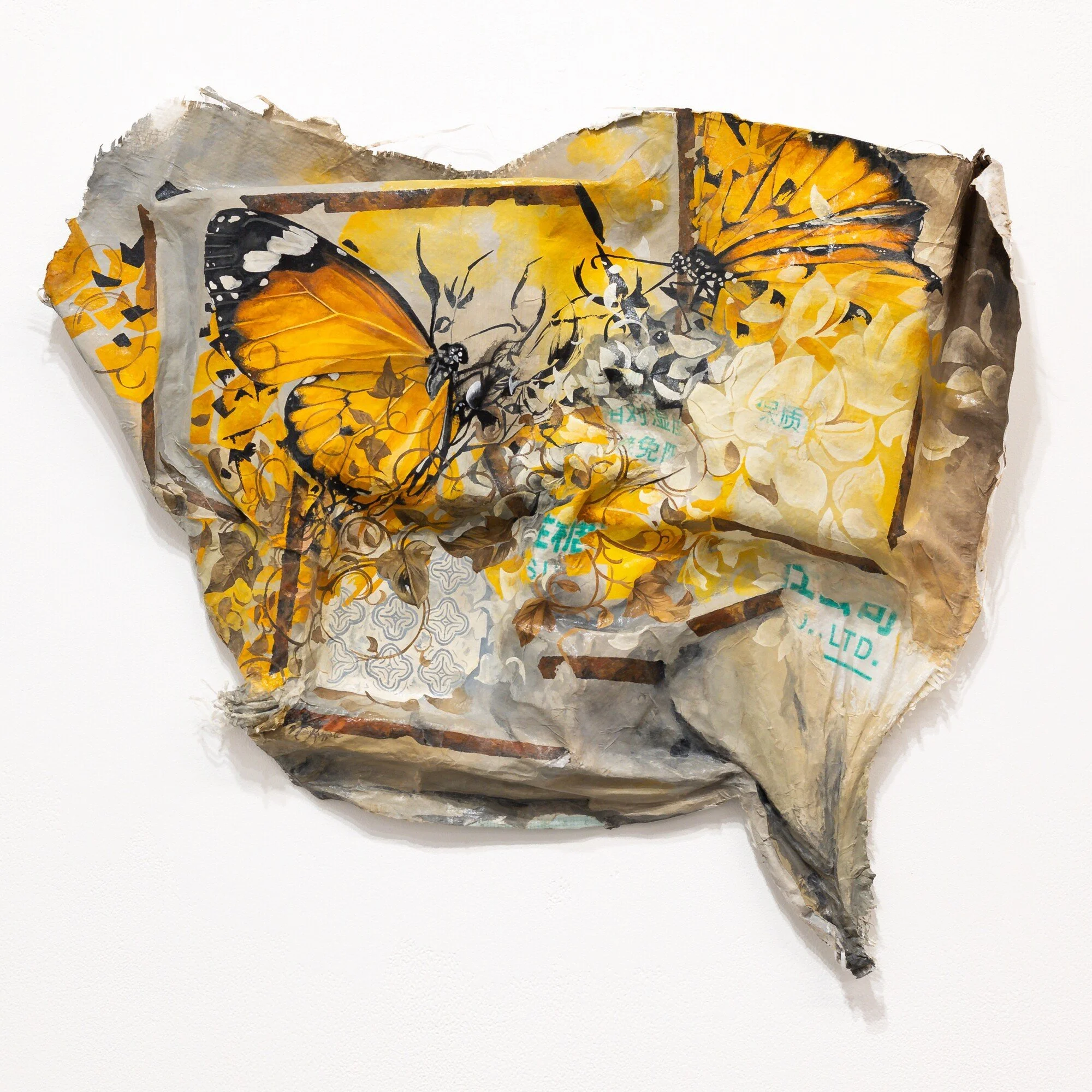 "22°14’23.6”N 113°58’35.2”E" Original Watercolor Painting on fiberglass & resin surface by Nissa Kauppila @ Soapbox Arts Gallery in Burlington, Vermont