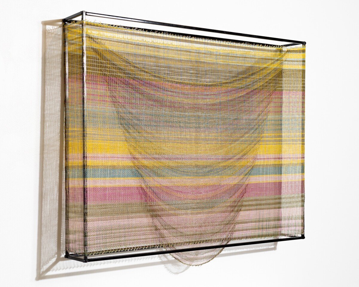 "Holding Space, Ascending" Original Mixed Media Abstract Woven Wall Sculpture by Crystal Gregory @ Soapbox Arts Gallery in Burlington, Vermont
