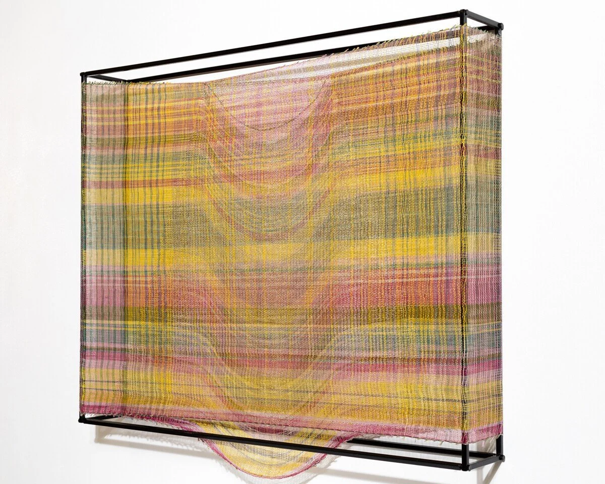 "Holding Space, Descending" Original Mixed Media Abstract Woven Wall Sculpture by Crystal Gregory @ Soapbox Arts Gallery in Burlington, Vermont