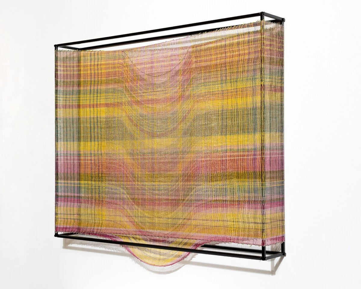 "Holding Space, Descending" Original Mixed Media Abstract Woven Wall Sculpture by Crystal Gregory @ Soapbox Arts Gallery in Burlington, Vermont