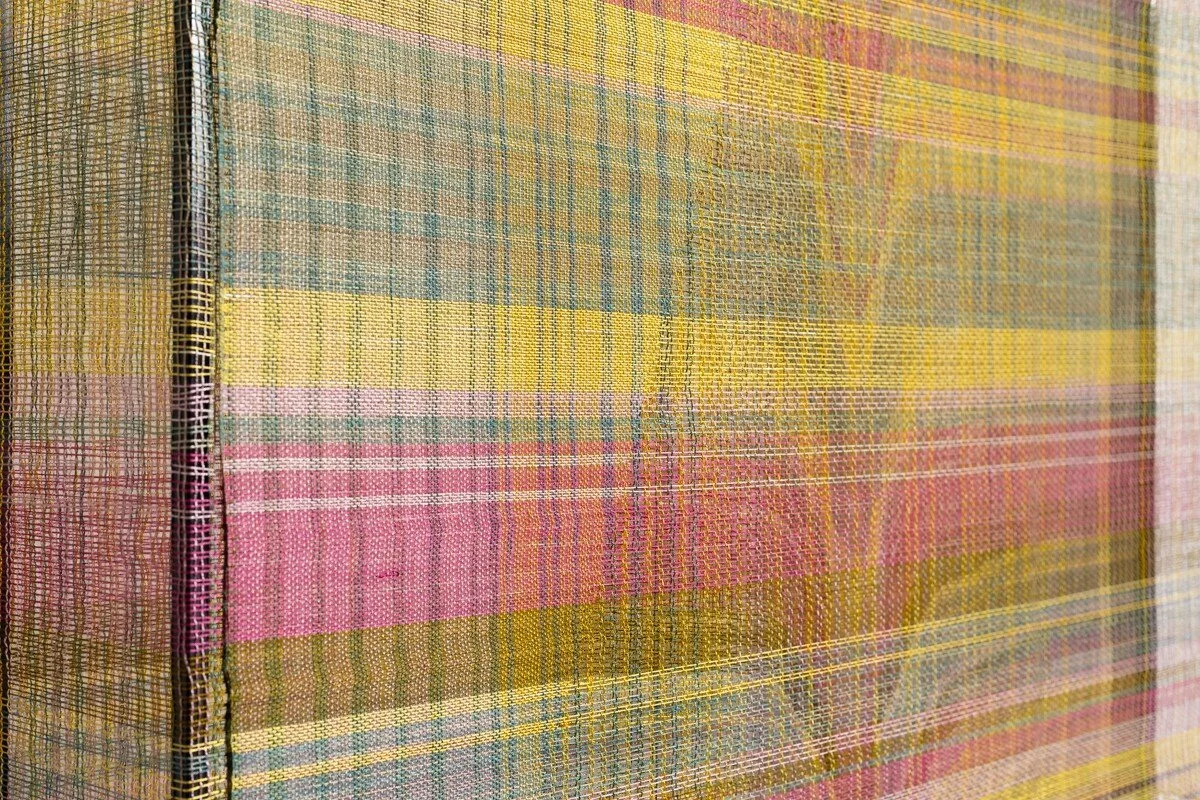 "Holding Space, Descending" Original Mixed Media Abstract Woven Wall Sculpture by Crystal Gregory @ Soapbox Arts Gallery in Burlington, Vermont