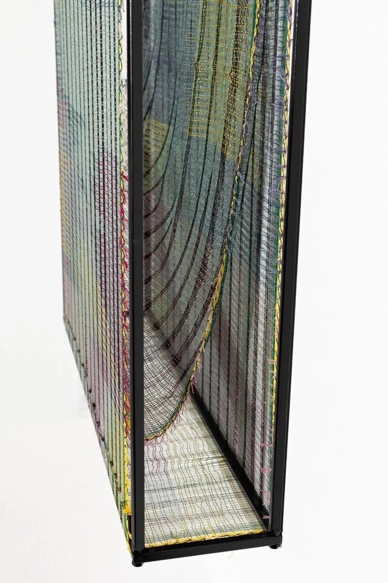 "Holding Space, Softening" Original Mixed Media Abstract Woven Wall Sculpture by Crystal Gregory @ Soapbox Arts Gallery in Burlington, Vermont