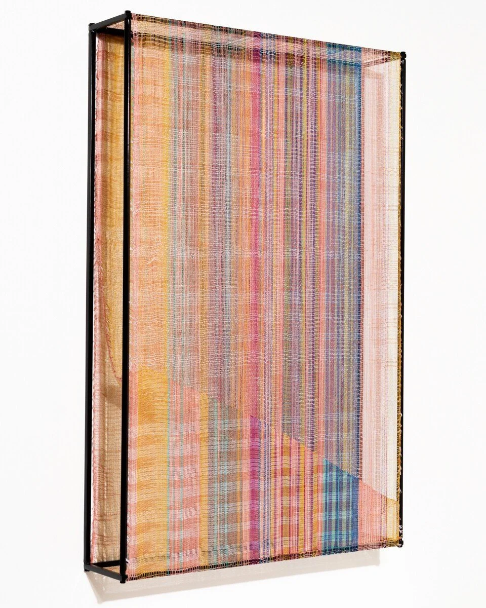 "Holding Space, Softening in Madder" Original Mixed Media Abstract Woven Wall Sculpture by Crystal Gregory @ Soapbox Arts Gallery in Burlington, Vermont