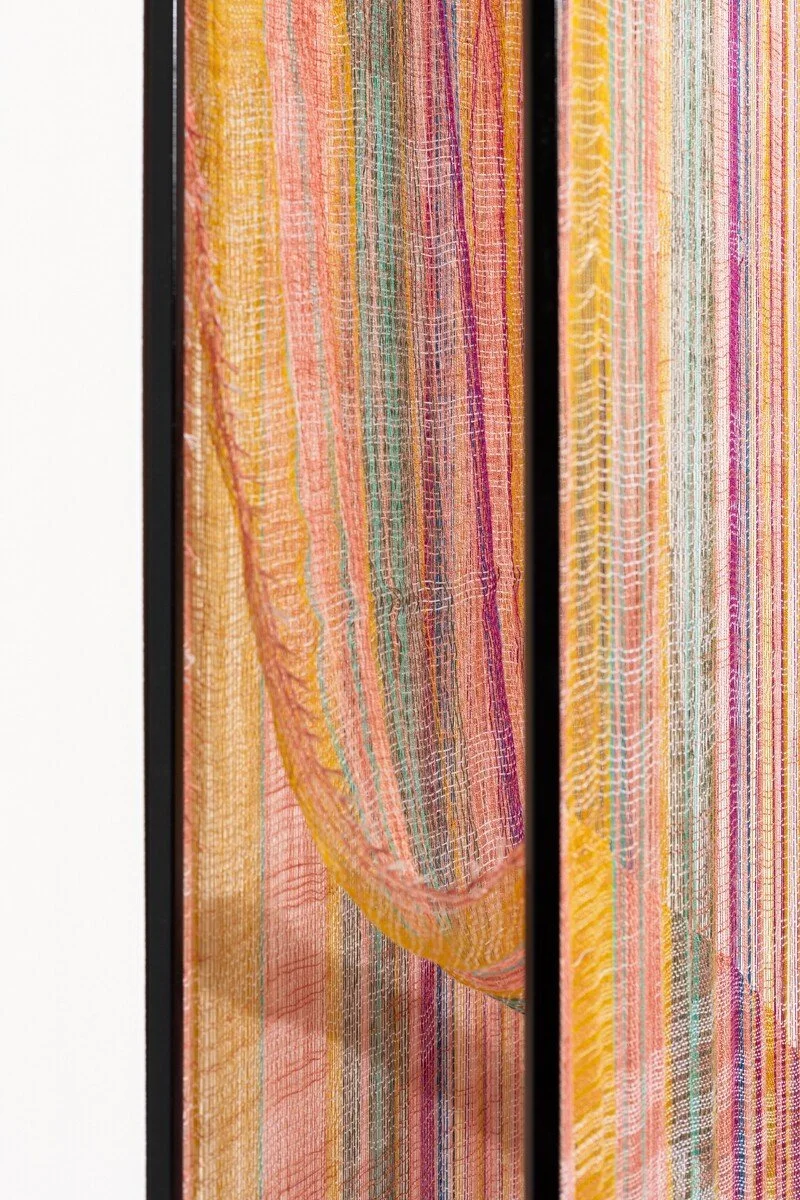 "Holding Space, Softening in Madder" Original Mixed Media Abstract Woven Wall Sculpture by Crystal Gregory @ Soapbox Arts Gallery in Burlington, Vermont