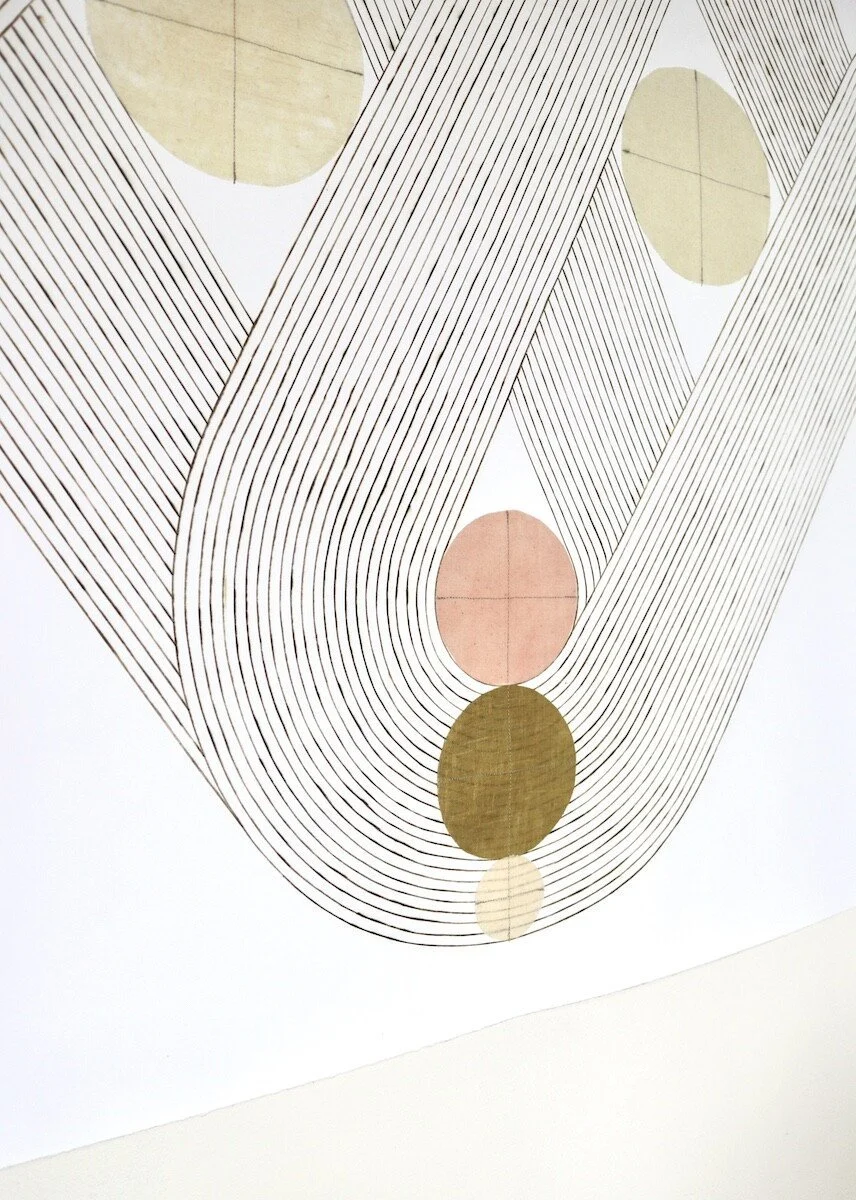 "Eternal" Geometric Art with Burned Lines and Dyed Reeds on Paper by Katrine Hildebrandt-Hussey @ Soapbox Arts Gallery, Burlington, VT