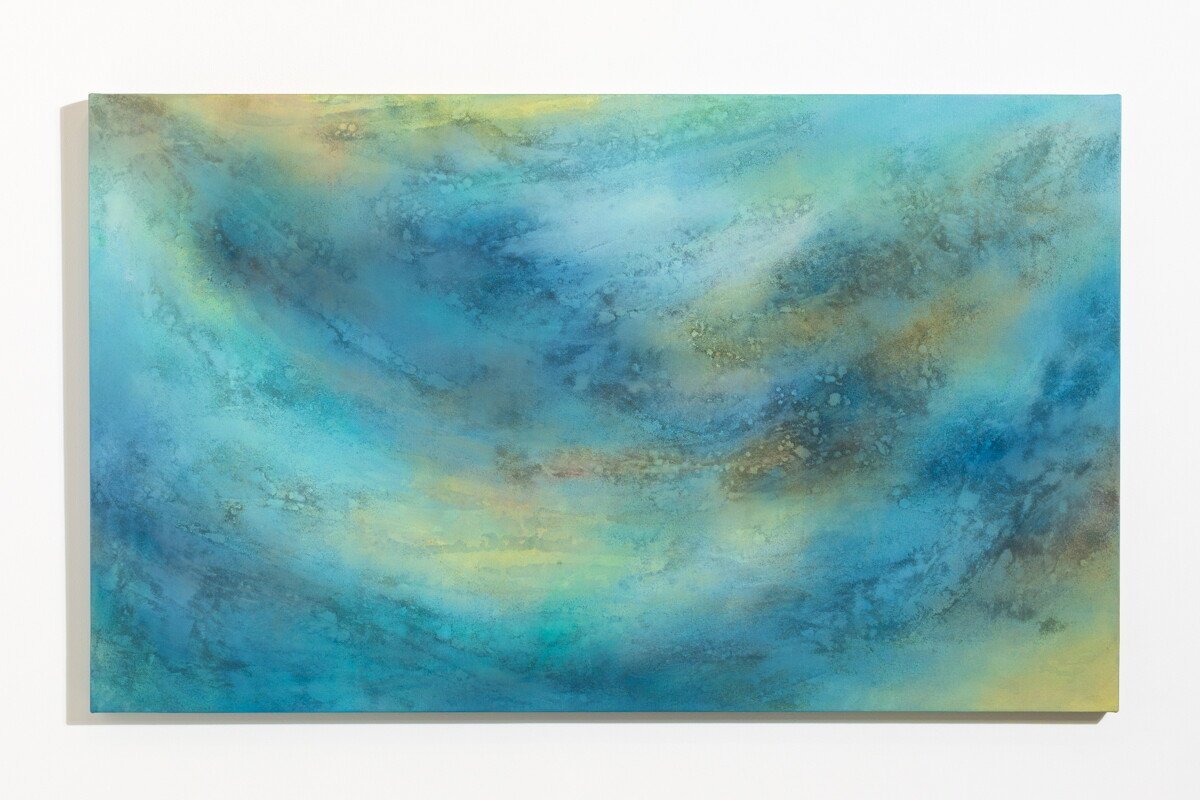 "Lake Sky No. 2" Original Mixed Media Abstract Painting by Annie Hejny @ Soapbox Arts Gallery in Burlington, Vermont