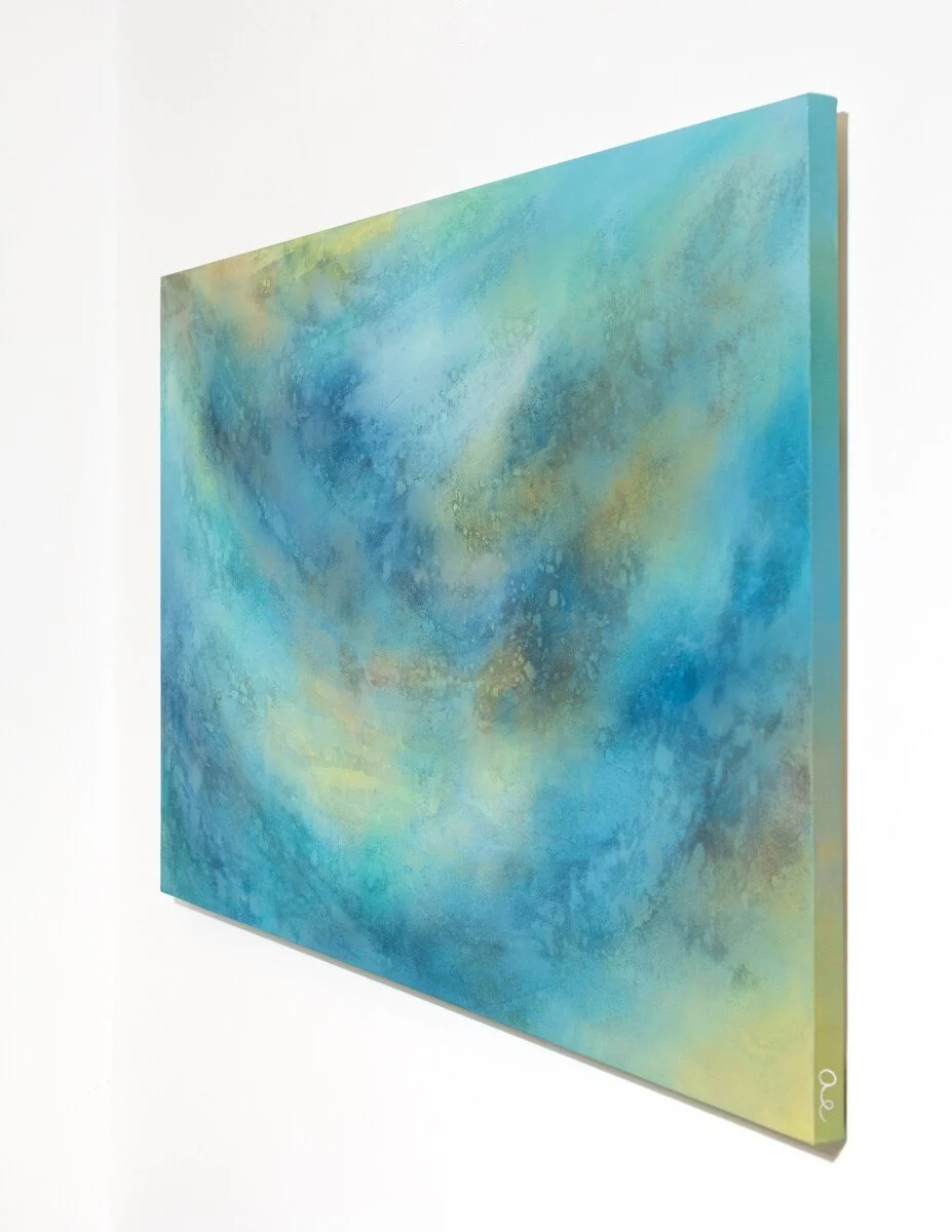 "Lake Sky No. 2" Original Mixed Media Abstract Painting by Annie Hejny @ Soapbox Arts Gallery in Burlington, Vermont