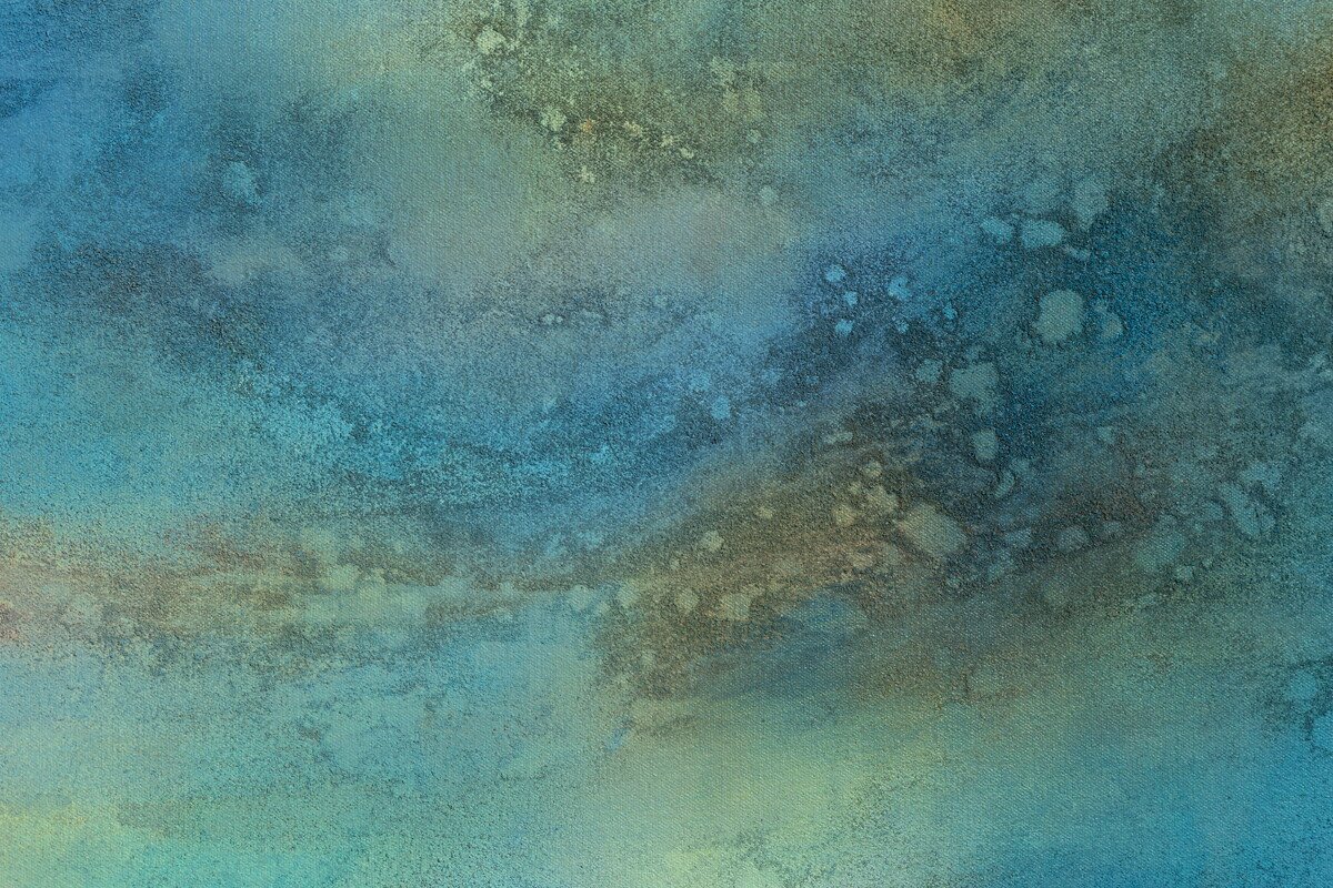 "Lake Sky No. 2" Original Mixed Media Abstract Painting by Annie Hejny @ Soapbox Arts Gallery in Burlington, Vermont