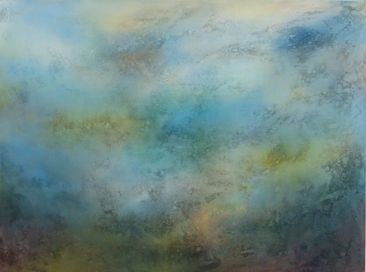 "Lake Sky No. 4" Original Mixed Media Abstract Painting by Annie Hejny @ Soapbox Arts Gallery in Burlington, Vermont