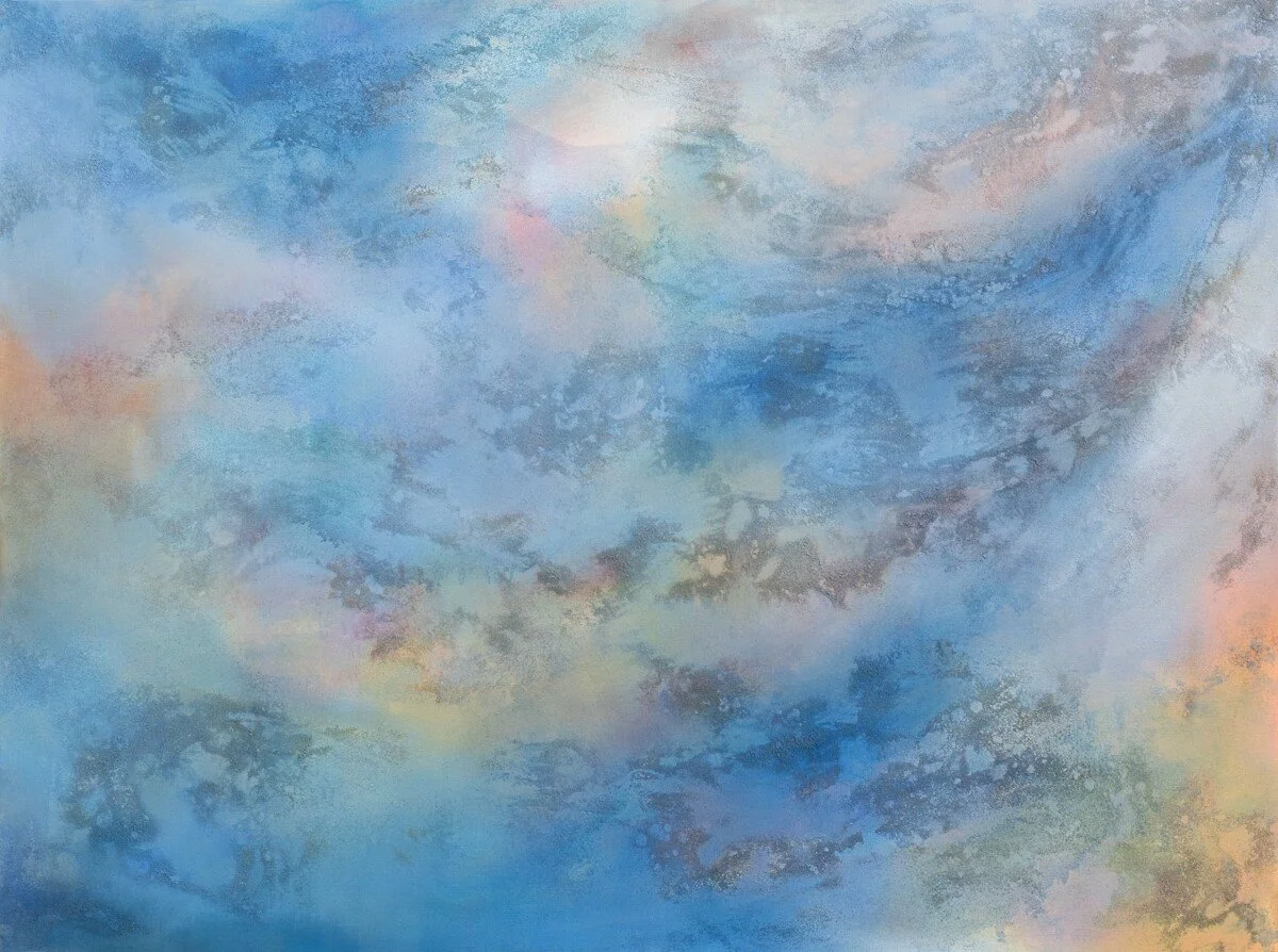 "Lake Sky No. 3" Original Mixed Media Abstract Painting by Annie Hejny @ Soapbox Arts Gallery in Burlington, Vermont