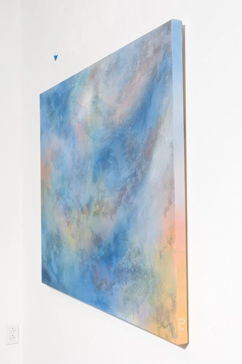 "Lake Sky No. 3" Original Mixed Media Abstract Painting by Annie Hejny @ Soapbox Arts Gallery in Burlington, Vermont