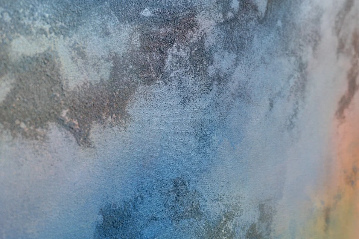 "Lake Sky No. 3" Original Mixed Media Abstract Painting by Annie Hejny @ Soapbox Arts Gallery in Burlington, Vermont