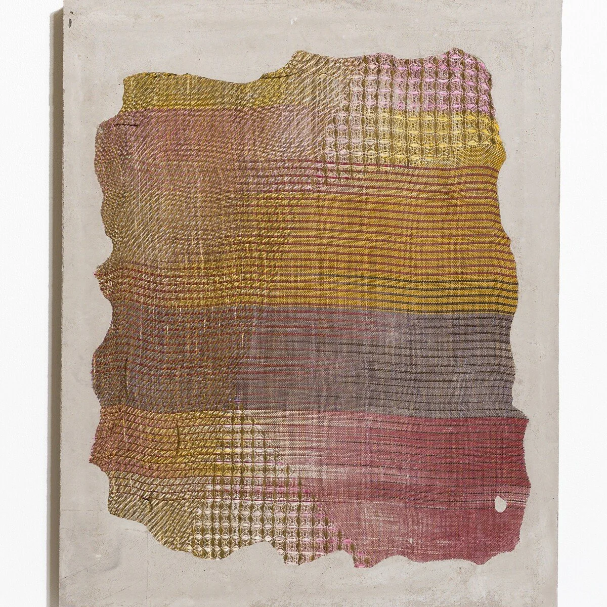 Colorful abstract mixed media sculptural weavings by Crystal Gregory at Soapbox Arts Gallery in Burlington, VT