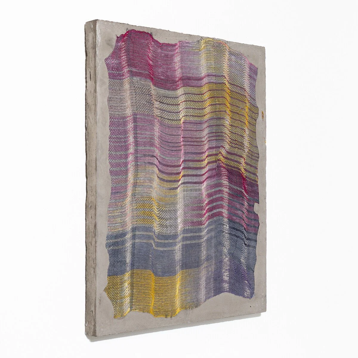 Colorful abstract mixed media sculptural weavings by Crystal Gregory at Soapbox Arts Gallery in Burlington, VT