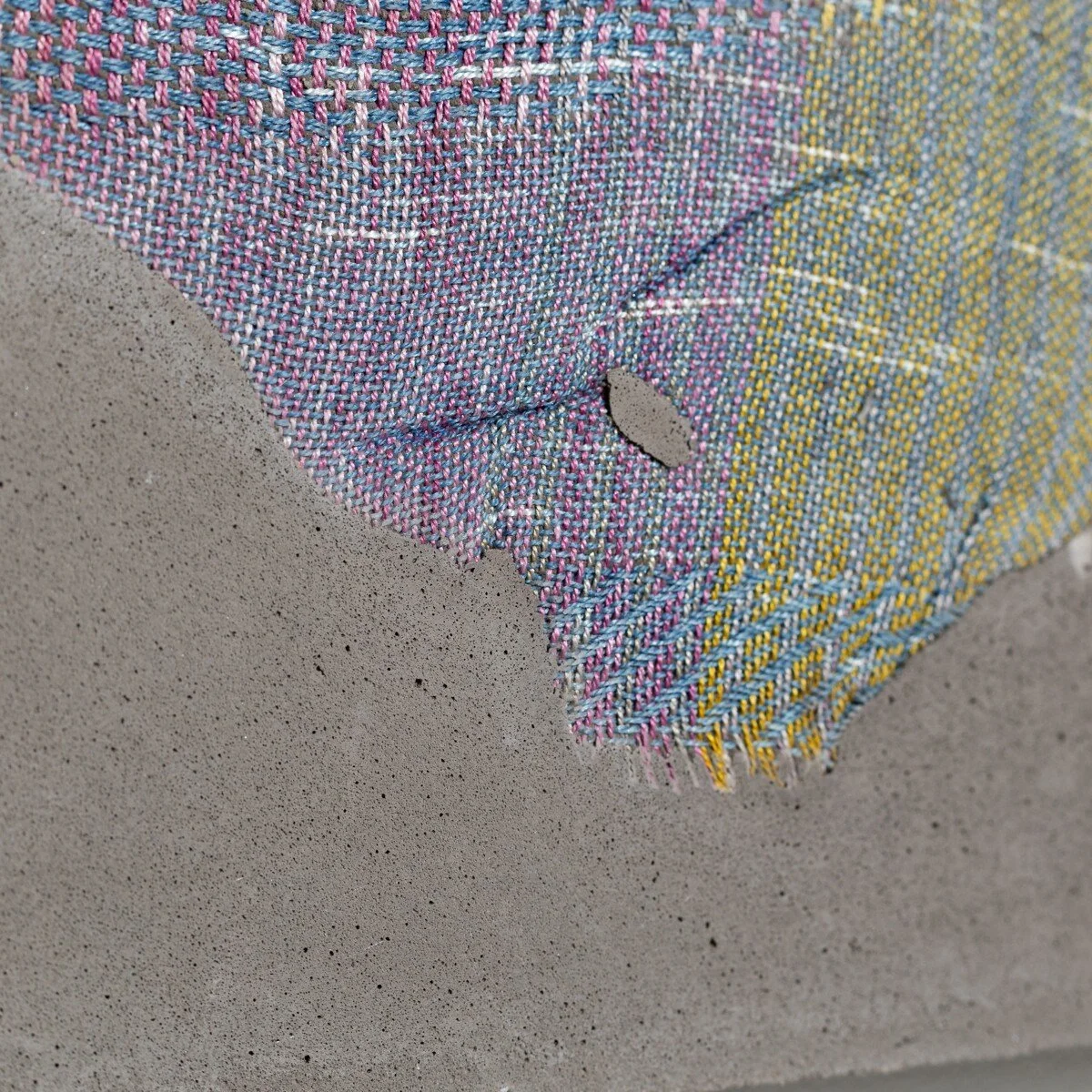 Colorful abstract mixed media sculptural weavings by Crystal Gregory at Soapbox Arts Gallery in Burlington, VT