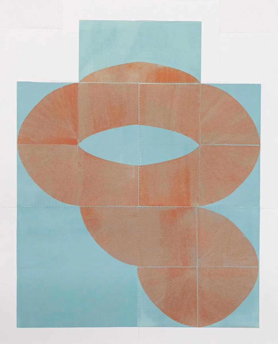original geometric abstract monoprints with stitching on paper by Elise Whittemore for Soapbox Arts Gallery in Burlington, Vermont