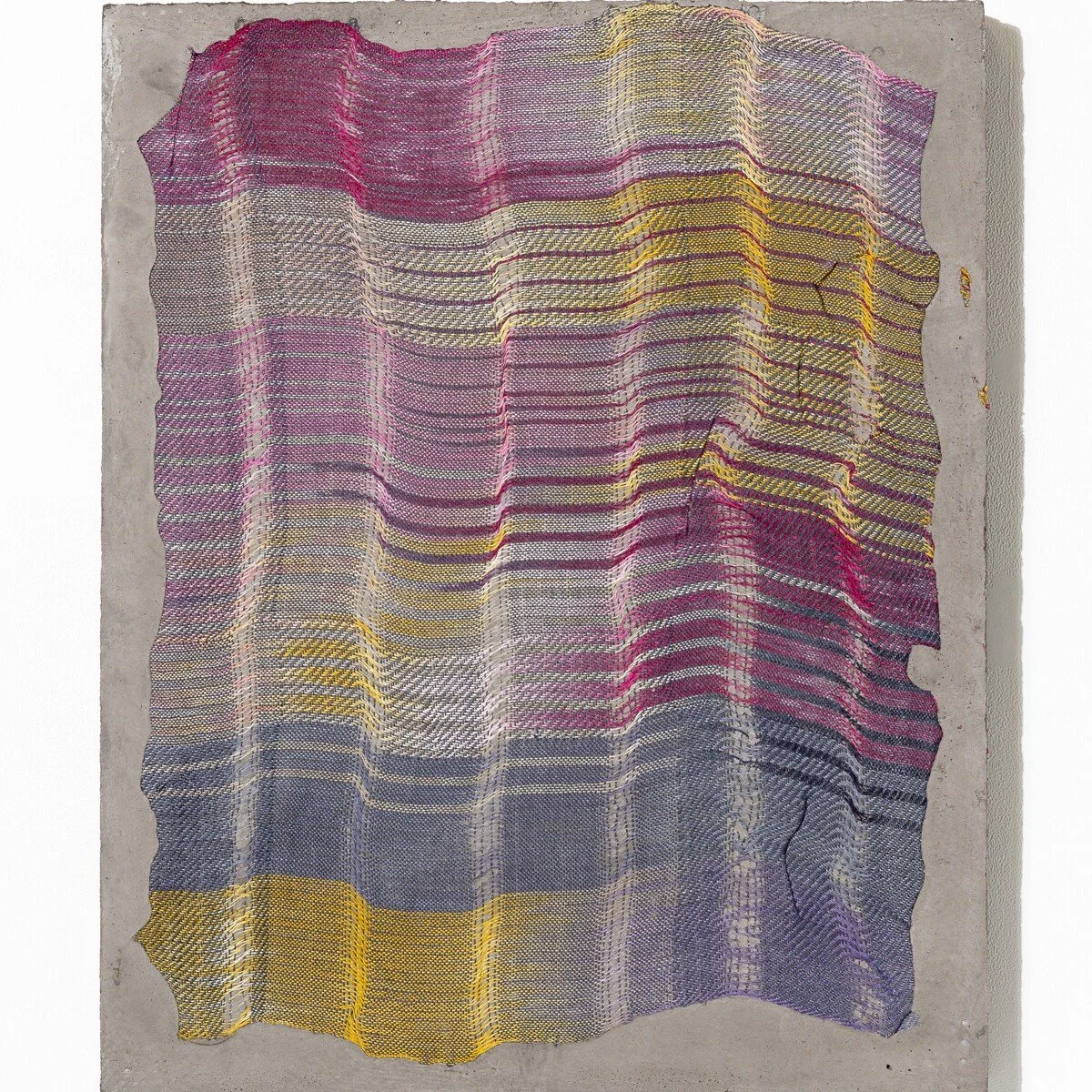 Colorful abstract mixed media sculptural weavings by Crystal Gregory at Soapbox Arts Gallery in Burlington, VT