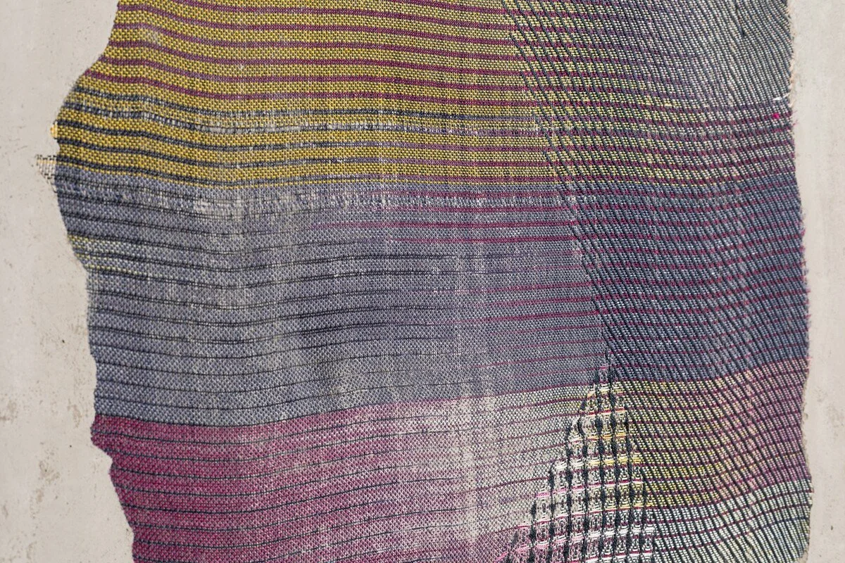 Colorful abstract mixed media sculptural weavings by Crystal Gregory at Soapbox Arts Gallery in Burlington, VT