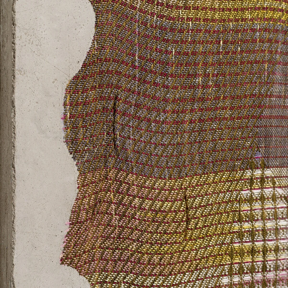 Colorful abstract mixed media sculptural weavings by Crystal Gregory at Soapbox Arts Gallery in Burlington, VT