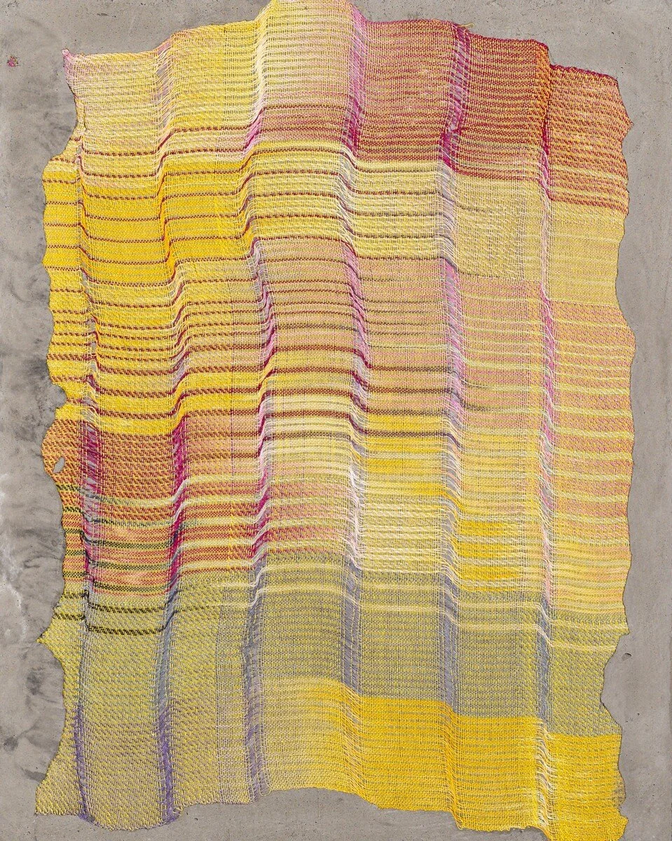 Colorful abstract mixed media sculptural weavings by Crystal Gregory at Soapbox Arts Gallery in Burlington, VT