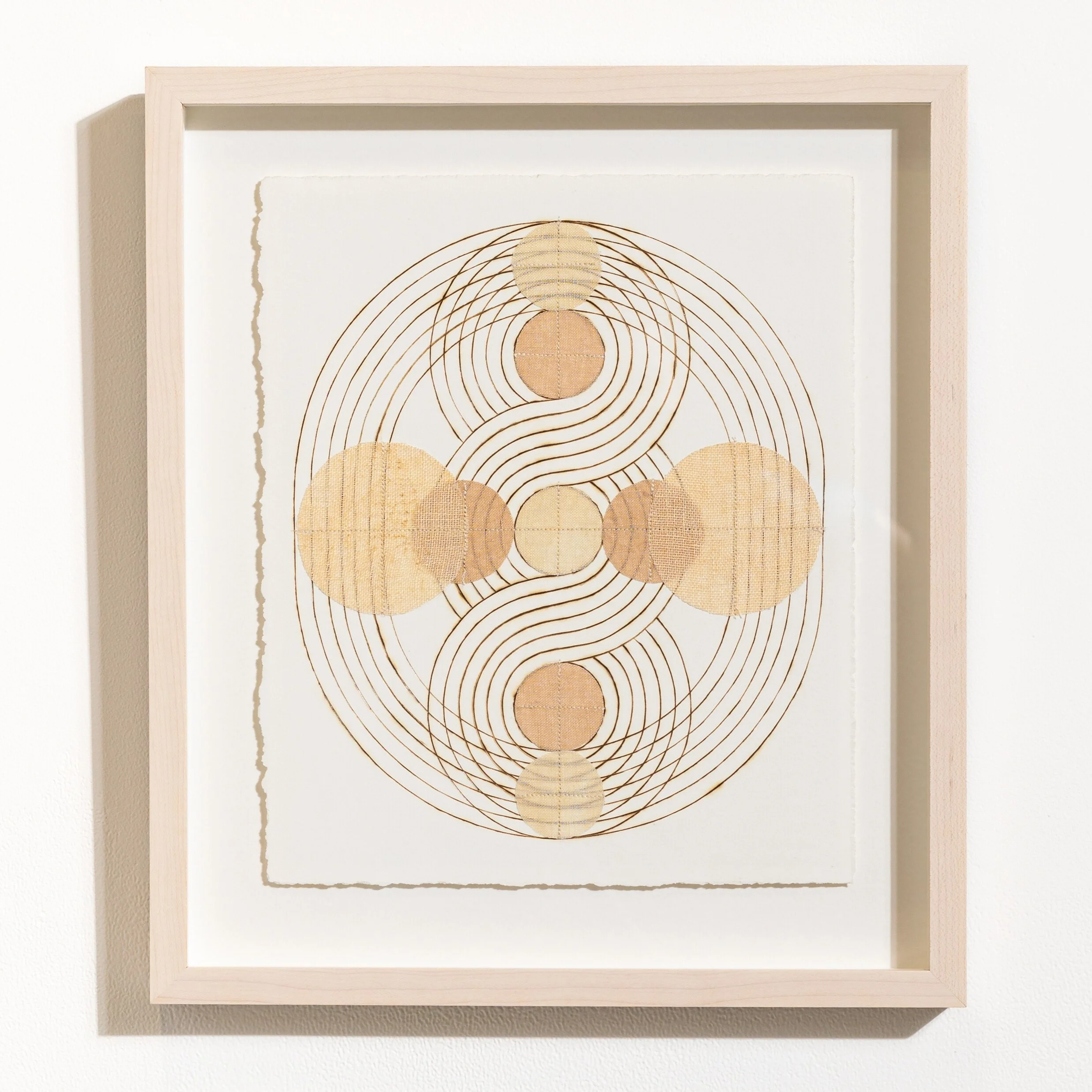 Contemporary, minimalist framed original artworks on paper with burned lines by Boston-based artist Katrine Hildebrandt-Hussey  @ Soapbox Arts Gallery