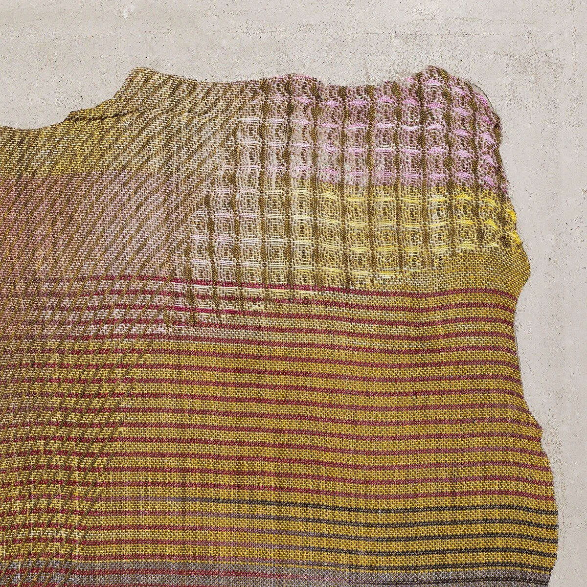 Colorful abstract mixed media sculptural weavings by Crystal Gregory at Soapbox Arts Gallery in Burlington, VT