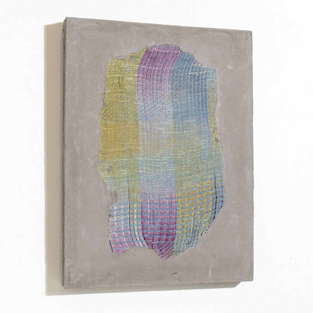 Colorful abstract mixed media sculptural weavings by Crystal Gregory at Soapbox Arts Gallery in Burlington, VT