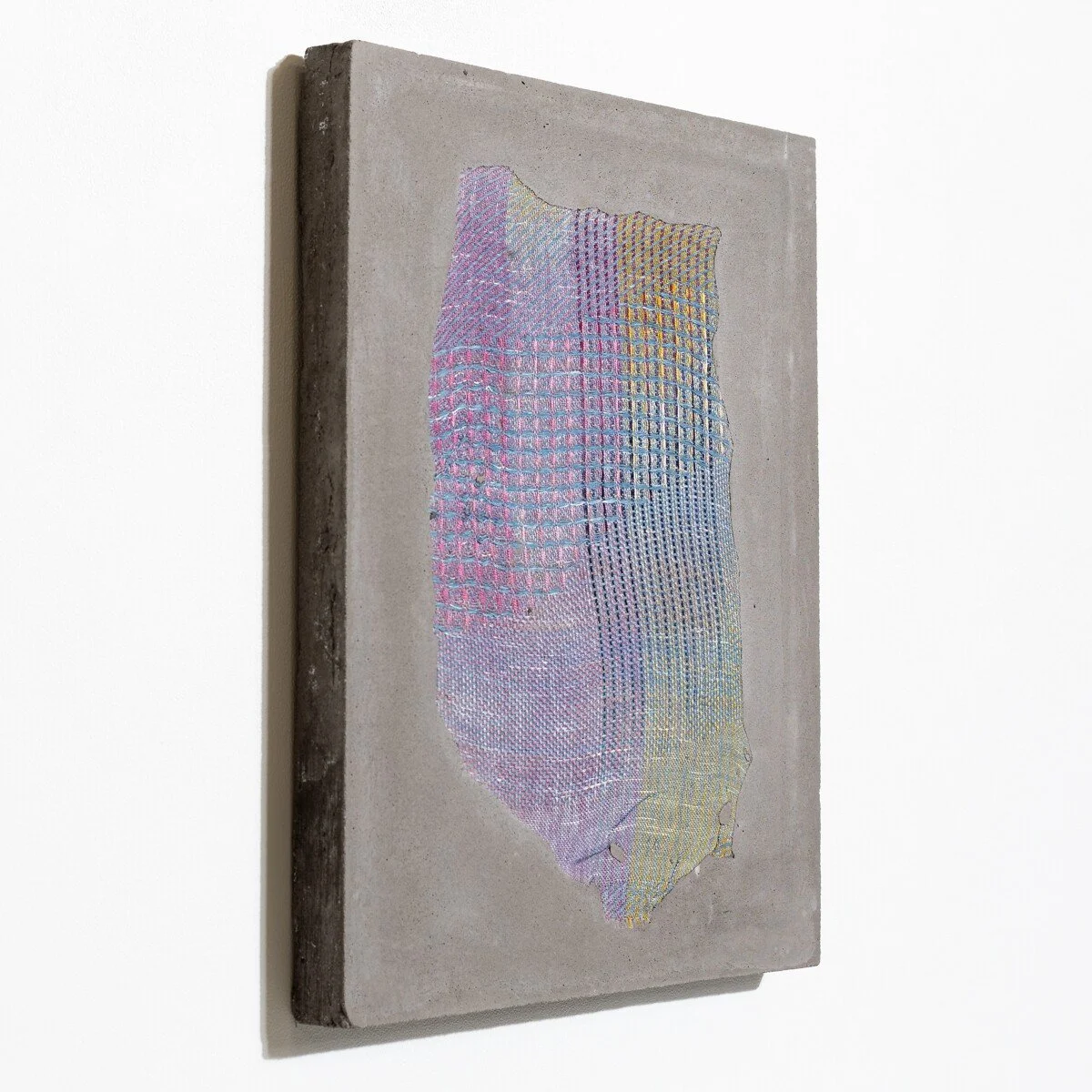 Colorful abstract mixed media sculptural weavings by Crystal Gregory at Soapbox Arts Gallery in Burlington, VT