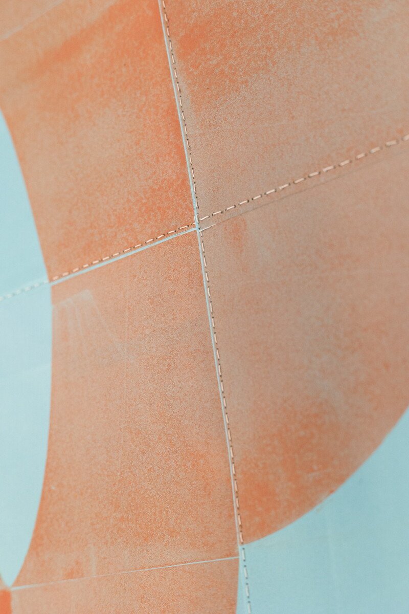 original geometric abstract monoprints with stitching on paper by Elise Whittemore for Soapbox Arts Gallery in Burlington, Vermont