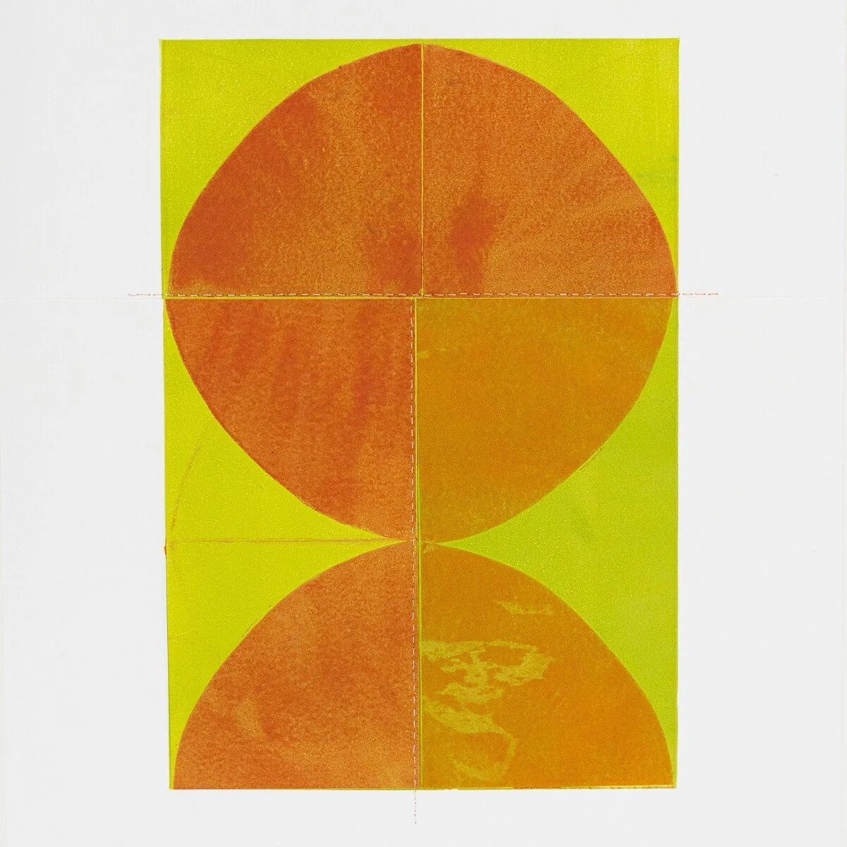 original geometric abstract monoprints with stitching on paper by Elise Whittemore for Soapbox Arts Gallery in Burlington, Vermont