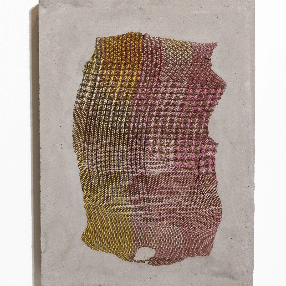 Colorful abstract mixed media sculptural weavings by Crystal Gregory at Soapbox Arts Gallery in Burlington, VT