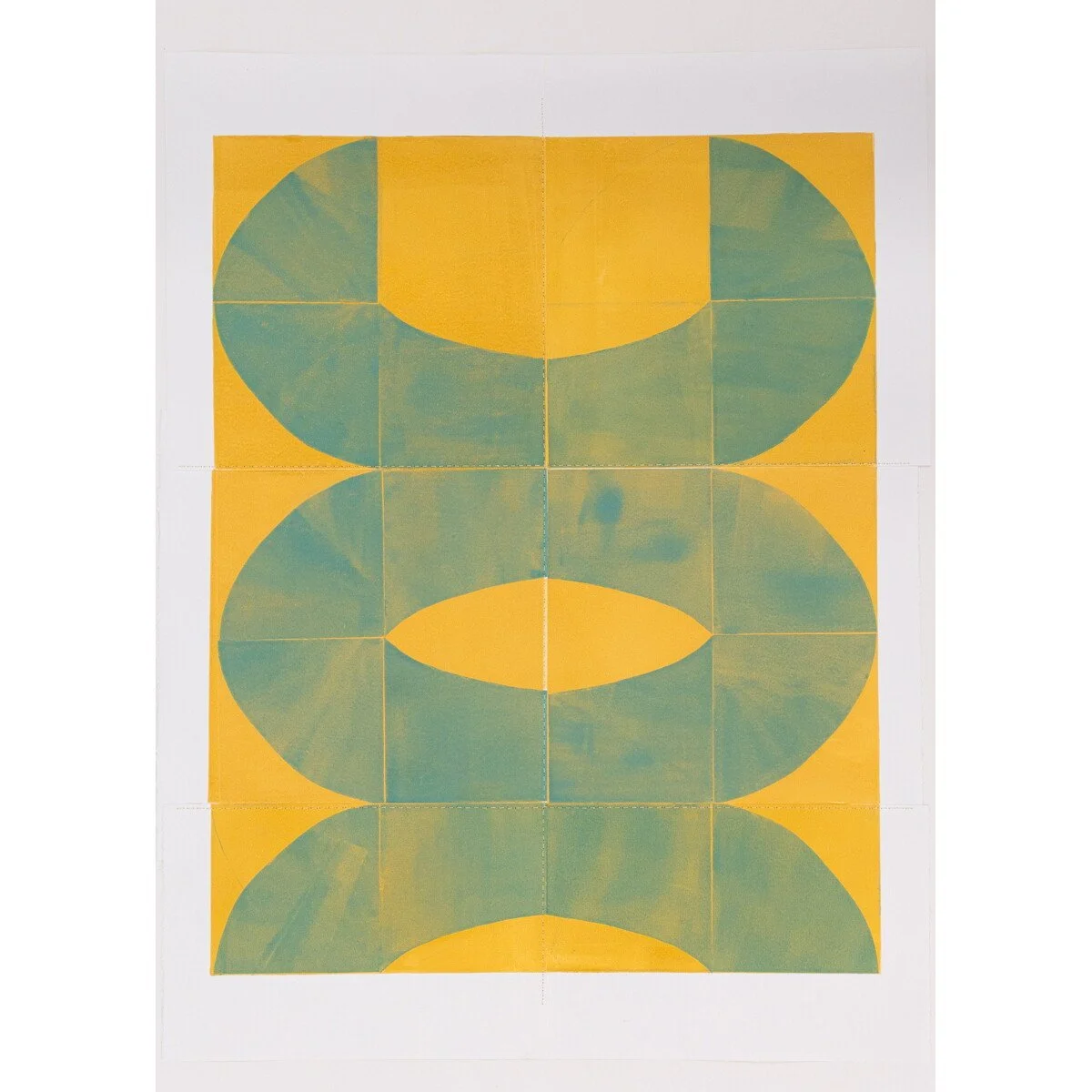 original geometric abstract monoprints with stitching on paper by Elise Whittemore for Soapbox Arts Gallery in Burlington, Vermont