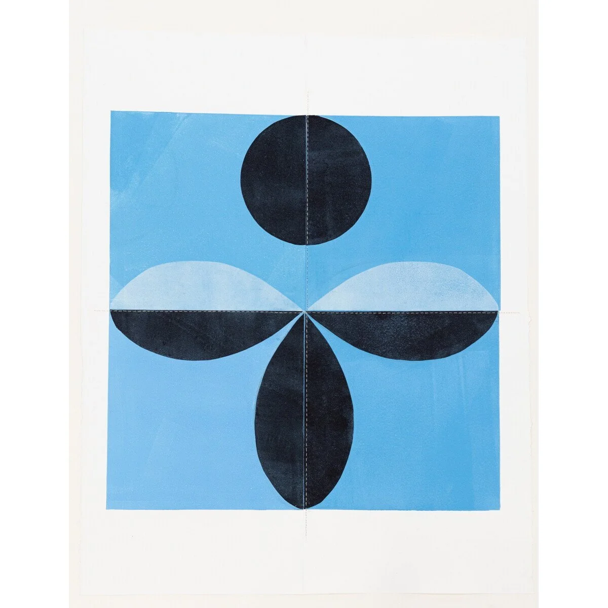 original geometric abstract monoprints with stitching on paper by Elise Whittemore for Soapbox Arts Gallery in Burlington, Vermont