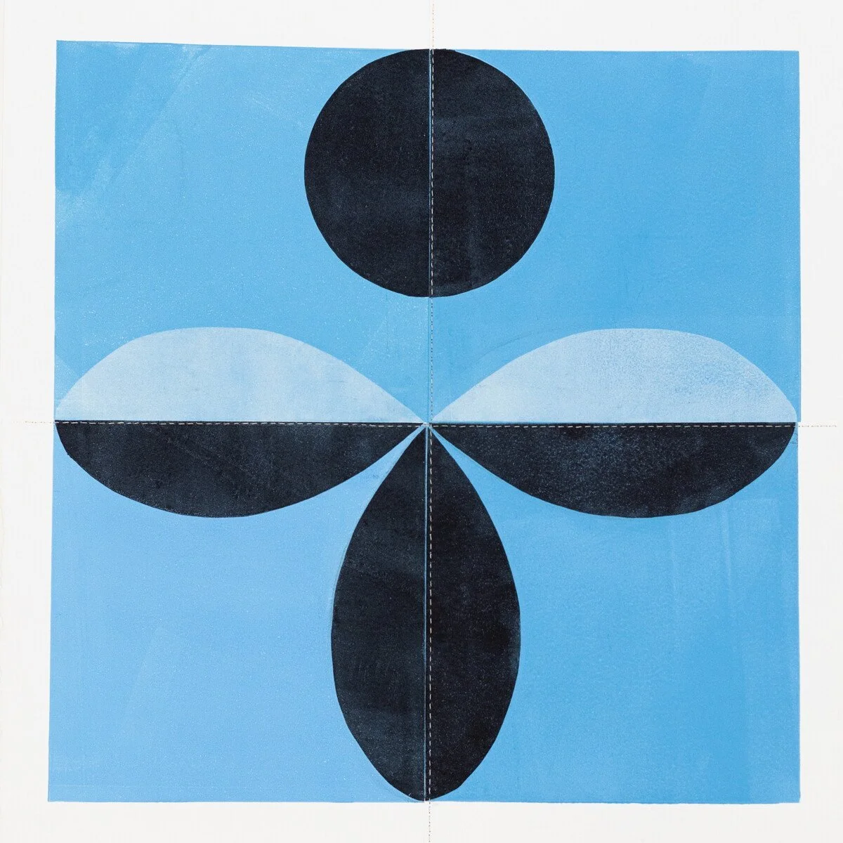 original geometric abstract monoprints with stitching on paper by Elise Whittemore for Soapbox Arts Gallery in Burlington, Vermont