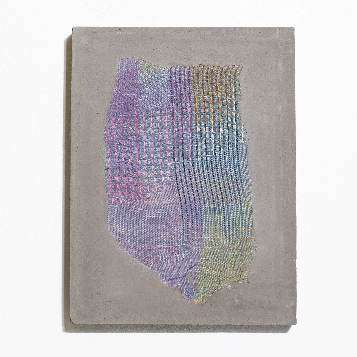 Colorful abstract mixed media sculptural weavings by Crystal Gregory at Soapbox Arts Gallery in Burlington, VT