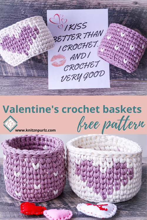 Valentine S Crochet Baskets Set Pattern Knitznpurlzt Shirt Yarn And Crochet Patterns